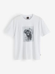 BOSS White Regular Fit Graphic Logo T-Shirt - Image 4 of 4