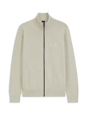 BOSS Natural Regular Fit Logo Full Zip Knitted Cardigan - Image 1 of 1