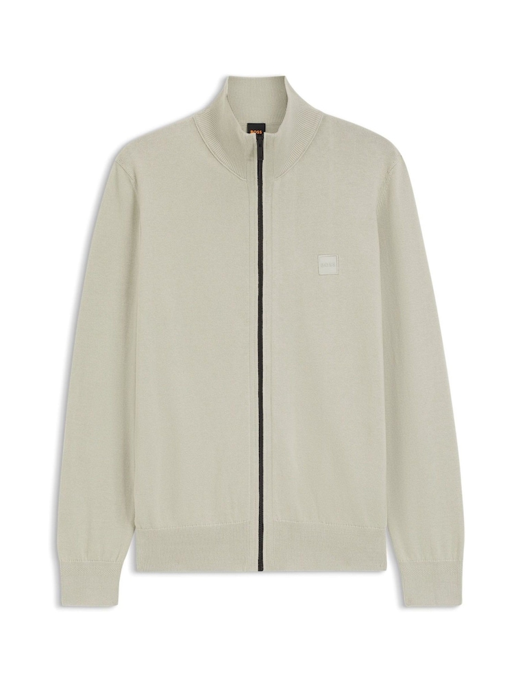 BOSS Natural Regular Fit Logo Full Zip Knitted Cardigan - Image 1 of 1 BOSS Natural Regular Fit Logo Full Zip Knitted Cardigan - Image 1 of 1