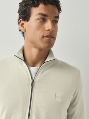 BOSS Natural Regular Fit Logo Full Zip Cotton Cashmere Knitted Jumper - Image 4 of 5