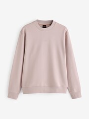 Cream - BOSS Regular Fit Logo Crew Neck Sweat Top - 4এর মধ্যে 4 ছবি