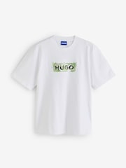 HUGO White Regular Fit Floral Logo T-Shirt - Image 4 of 4