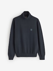 BOSS Blue Regular Fit Roll Neck Logo Jumper - Image 4 of 4