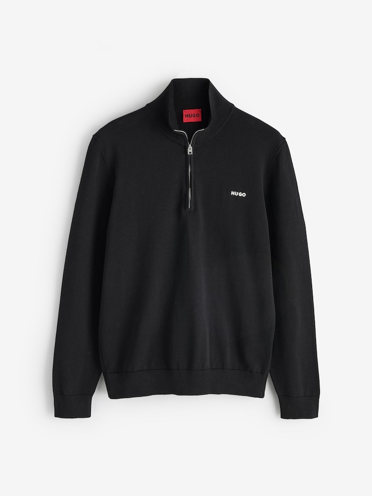 HUGO Black Regular Fit Logo Knit Jumper - Image 1 of 1