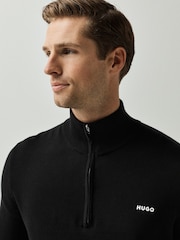 HUGO Black Regular Fit Logo Knit Jumper - Image 3 of 4