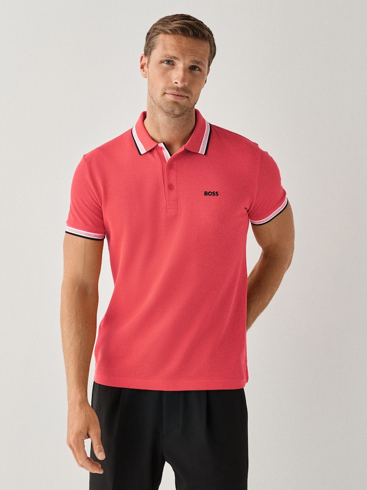 BOSS Red Regular-Fit Paddy Tipped Collar Polo Shirt - Image 1 of 3