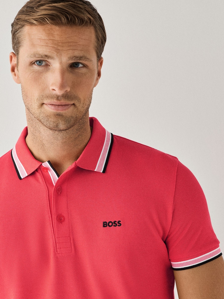 BOSS Red Regular-Fit Paddy Tipped Collar Polo Shirt - Image 3 of 3
