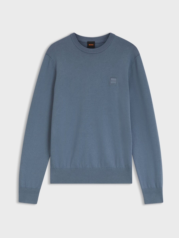 BOSS Blue Regular Fit Kanovano Crew Neck Logo Jumper - Image 1 of 1 BOSS Blue Regular Fit Kanovano Crew Neck Logo Jumper - Image 1 of 1