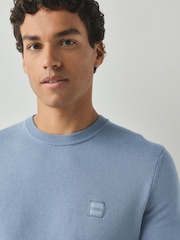 BOSS Blue Regular Fit Kanovano Crew Neck Cotton Cashmere Logo Jumper - Image 3 of 4