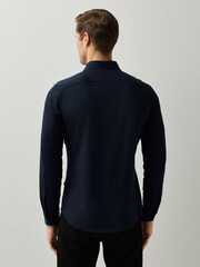 BOSS Navy Blue Regular-Fit Logo Stretch Shirt - Image 2 of 4
