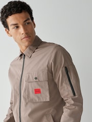 HUGO Brown Regular Fit Zip Through Overshirt - Image 3 of 4