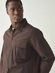HUGO Brown Regular Fit Zip Through Overshirt - Image 3 of 4