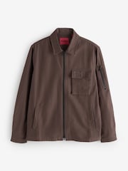 HUGO Brown Regular Fit Zip Through Overshirt - Image 4 of 4