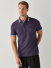 BOSS Purple Regular-Fit Paddy Tipped Collar Polo Shirt - Image 1 of 3