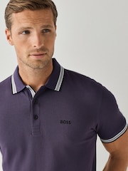 BOSS Purple Regular-Fit Paddy Tipped Collar Polo Shirt - Image 3 of 3