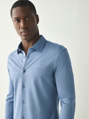 BOSS Blue Regular-Fit Logo Stretch Shirt - Image 3 of 4