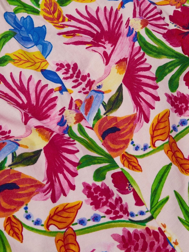 Monsoon Pink Tropical Print Jersey Playsuit - Image 3 of 3 Monsoon Pink Tropical Print Jersey Playsuit - Image 3 of 3