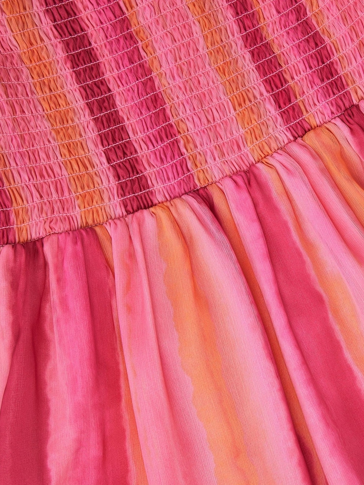 Monsoon Pink Tie-Dye Smocked Beach Dress - Image 2 of 2 Monsoon Pink Tie-Dye Smocked Beach Dress - Image 2 of 2