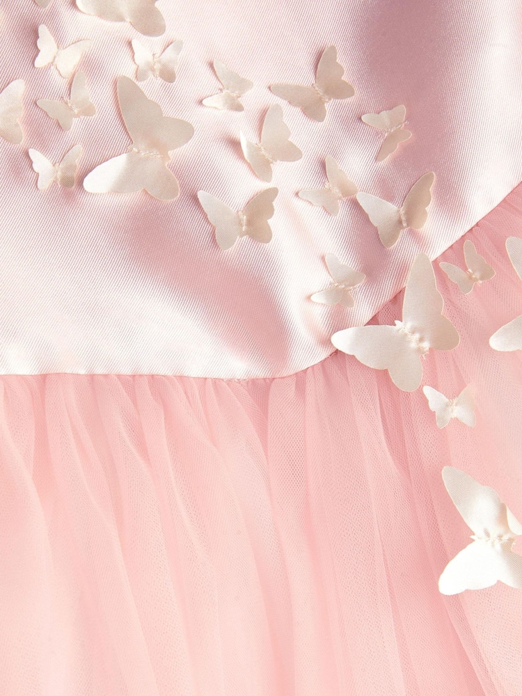 Monsoon Pink Alexis Appliqué Butterfly Tulle Dress - Image 3 of 3 Monsoon Pink Alexis Appliqué Butterfly Tulle Dress - Image 3 of 3