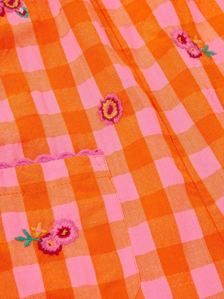 Monsoon Embroidered Gingham Playsuit - תמונה 3 מתוך 3