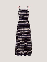 Monsoon Black Tie-Dye Smocked Maxi Dress - Image 1 of 2