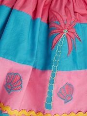 Monsoon Pink Shell Embroidered Colourblock Dress - Image 3 of 4