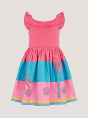 Monsoon Pink Shell Embroidered Colourblock Dress - Image 4 of 4