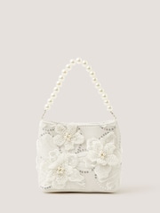 Monsoon Cream Flower Embellished Mesh Bag - Image 1 of 2