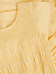 Monsoon Yellow Smocked Broderie Playsuit - Image 2 of 2