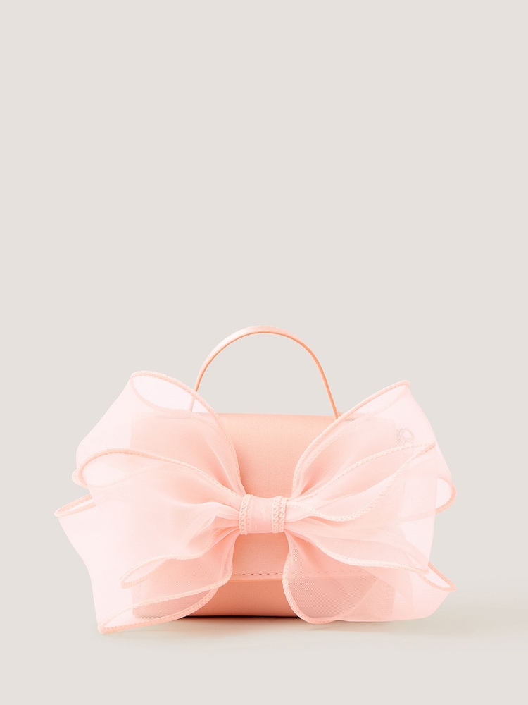 Monsoon Pink Organza Bow Bag - Image 1 of 2