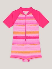 Monsoon Pink Tie Dye Upf50+ Short Sleeve Swimsuit - Image 1 of 2