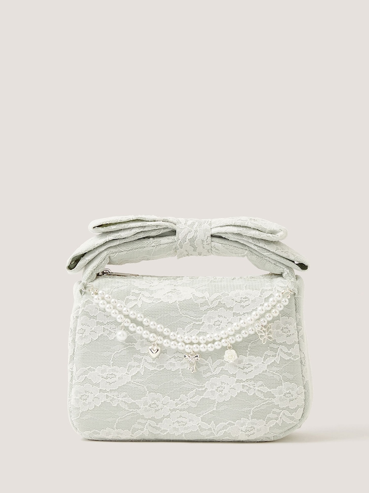 Monsoon Green Pearl Charm Lace Bag - Image 1 of 2