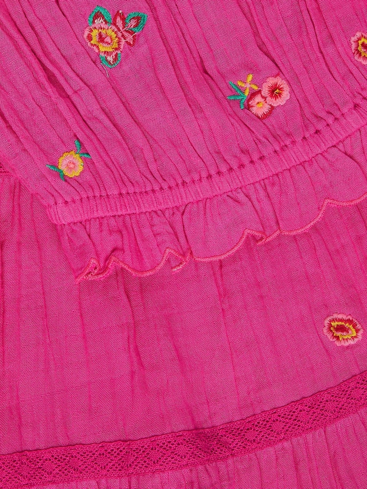 Monsoon Pink Embroidered Floral Top & Skirt Set - Image 2 of 2