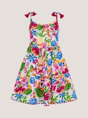 Monsoon Pink Tropical Print Jersey Dress - Image 1 of 2
