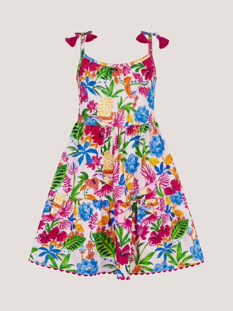 Monsoon Pink Tropical Print Jersey Dress - Image 1 of 2 Monsoon Pink Tropical Print Jersey Dress - Image 1 of 2