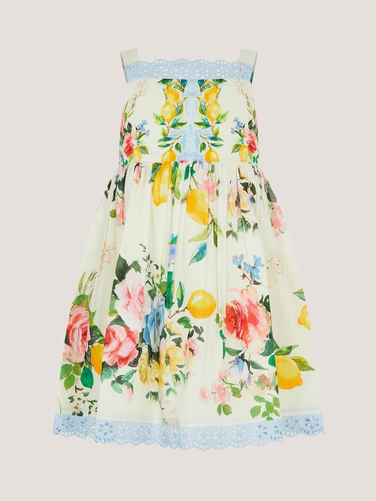 Monsoon Green Baby Amalfi Lemon Print Dress - Image 1 of 2