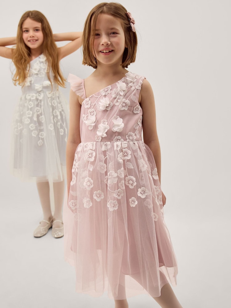 Rosa - Monsoon Liza Embroidered Asymmetrical Party Dress - Imagen 1 de 3