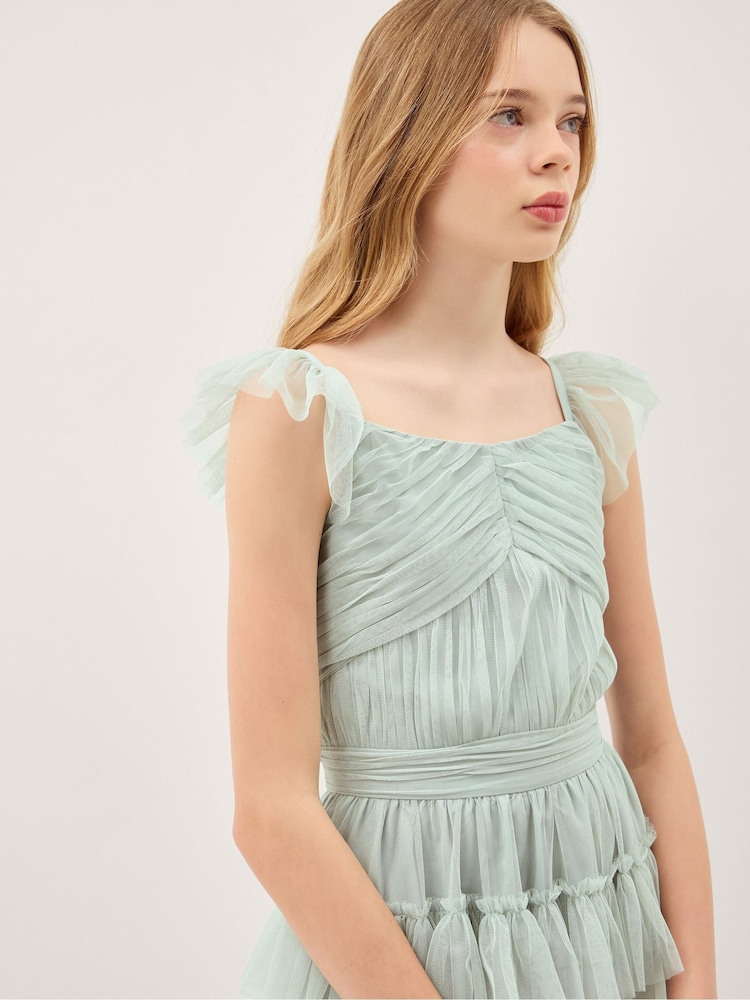 Monsoon Green Faith Tulle Ruffle Prom Dress - Image 2 of 4