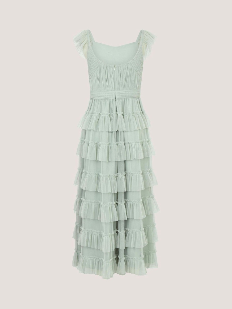 Monsoon Green Faith Tulle Ruffle Prom Dress - Image 4 of 4