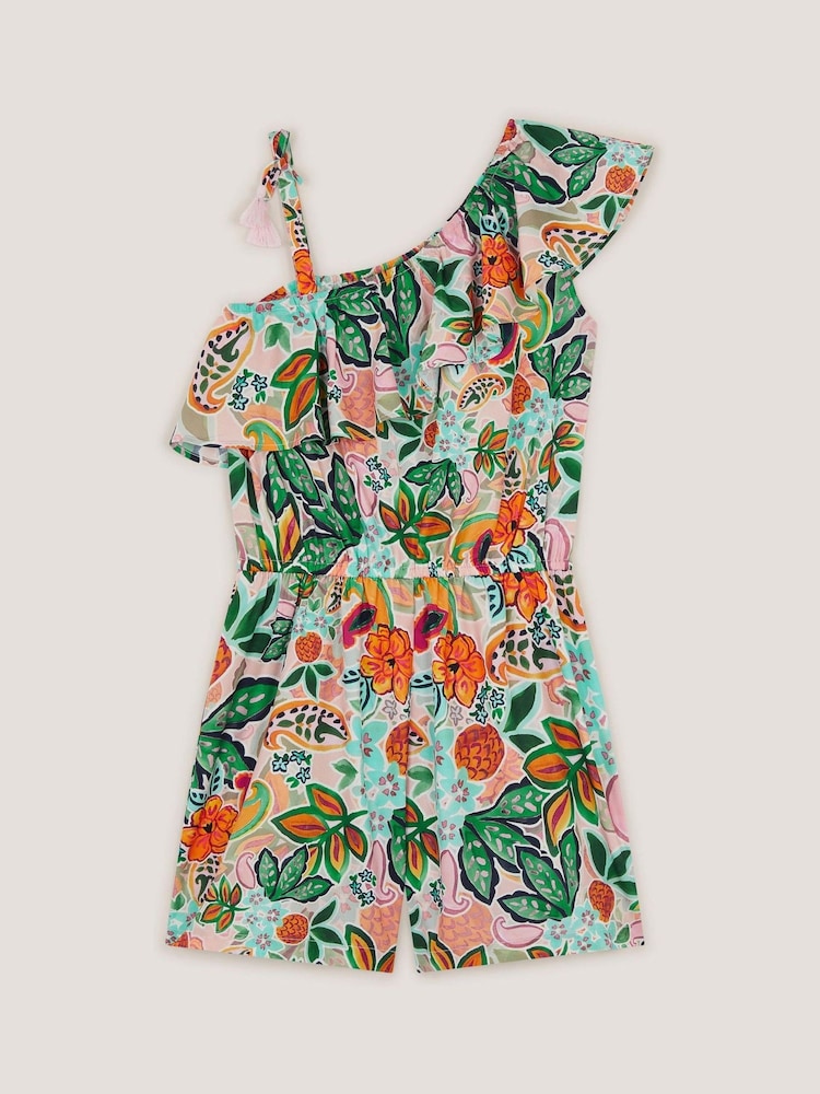Monsoon Green Tropical Print Asymmetrical Playsuit - Image 1 of 2 Monsoon Green Tropical Print Asymmetrical Playsuit - Image 1 of 2
