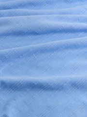 Blue Short Sleeve Notch Neck Shirred Bubblehem Top - Image 10 of 10