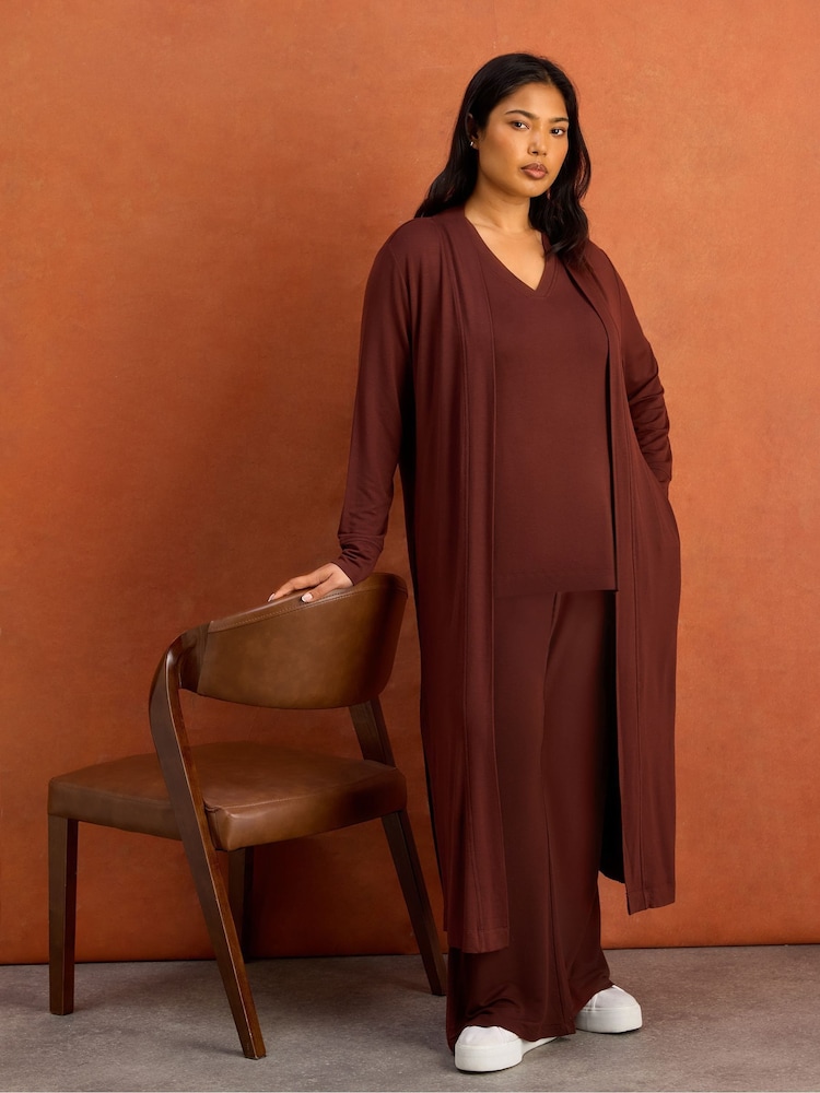 Live Unlimited Brown Super Soft Cardigan - Image 1 of 4 Live Unlimited Brown Super Soft Cardigan - Image 1 of 4