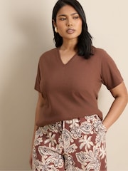 Live Unlimited Brown Floral Drawstring Wide Leg Trousers - Image 2 of 4