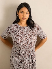 Live Unlimited Abstract Print Tie Side 3/4 Sleeve Jersey Midaxi Dress - Imagen 2 de 5