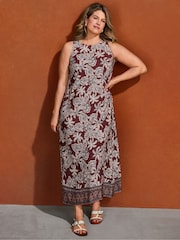 Live Unlimited Brown Floral Print Sleeveless Maxi Dress - Image 1 of 4