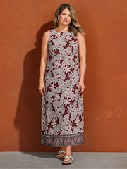 Live Unlimited Brown Floral Print Sleeveless Maxi Dress - Image 2 of 4