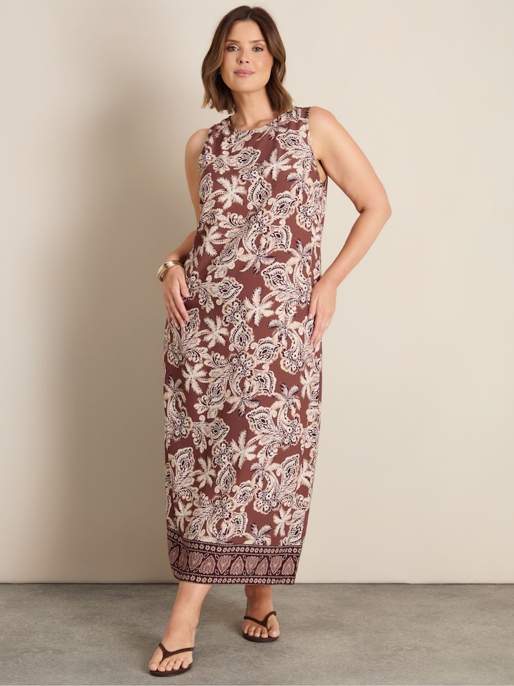 Live Unlimited Brown Floral Print Sleeveless Maxi Dress - Image 6 of 6 Live Unlimited Brown Floral Print Sleeveless Maxi Dress - Image 6 of 6