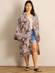 Live Unlimited Brown Floral Printed Kimono - Image 1 of 4
