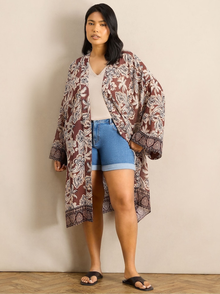 Live Unlimited Brown Floral Printed Kimono - Image 4 of 4 Live Unlimited Brown Floral Printed Kimono - Image 4 of 4