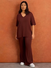Live Unlimited Brown Super Soft Drawstring Trousers - Image 1 of 4